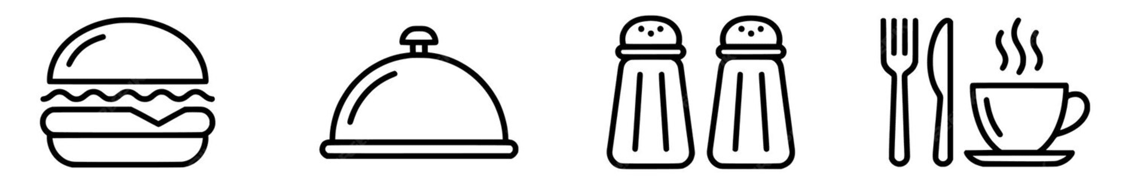 Different foods in a line