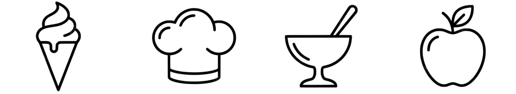 Different foods in a line